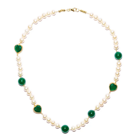 Green Onyx Freshwater Pearl Necklace