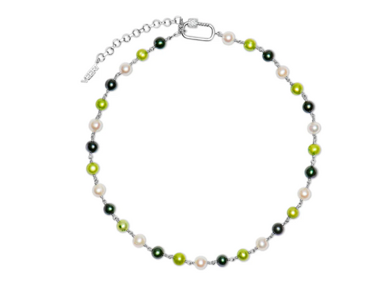 The Single Multi Green Freshwater Pearl Necklace in White Gold