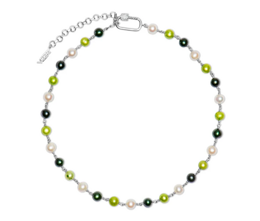 The Single Multi Green Freshwater Pearl Necklace in White Gold