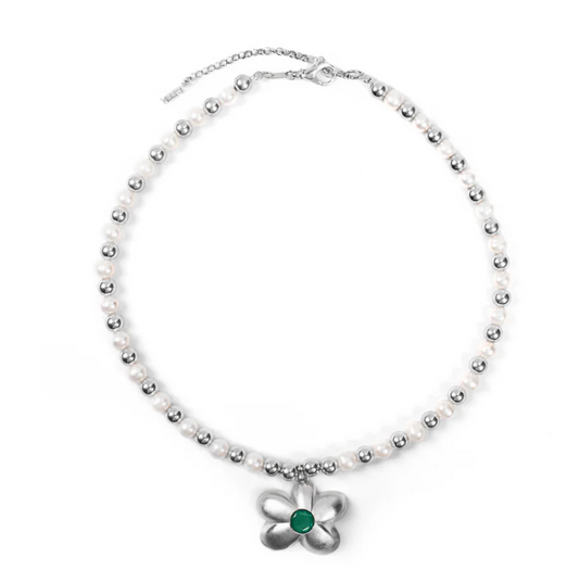 The Flower Pearl Bead Chain in White Gold
