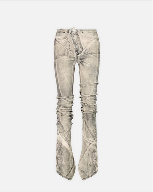 Raw Edge Drape Denim Pants