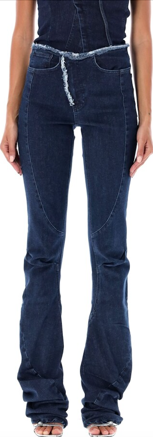 Raw Edge Drape Denim Pants