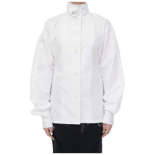 White Pinched Waist Shirt