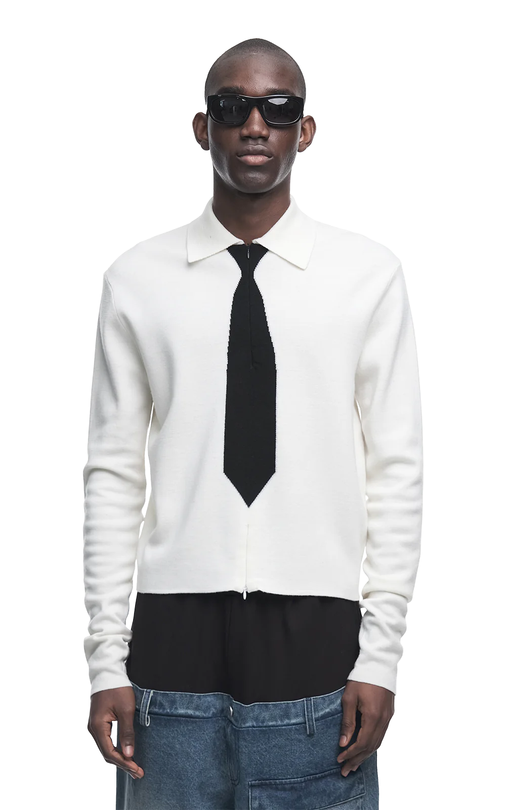 White Knitted Uniform Polo