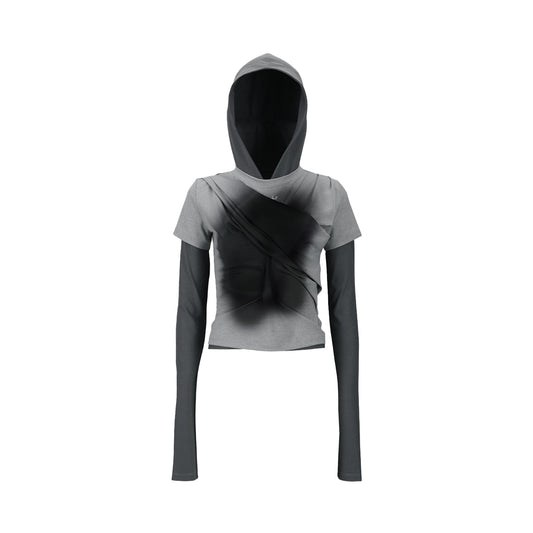 Gathered Hoodie Jersey Top