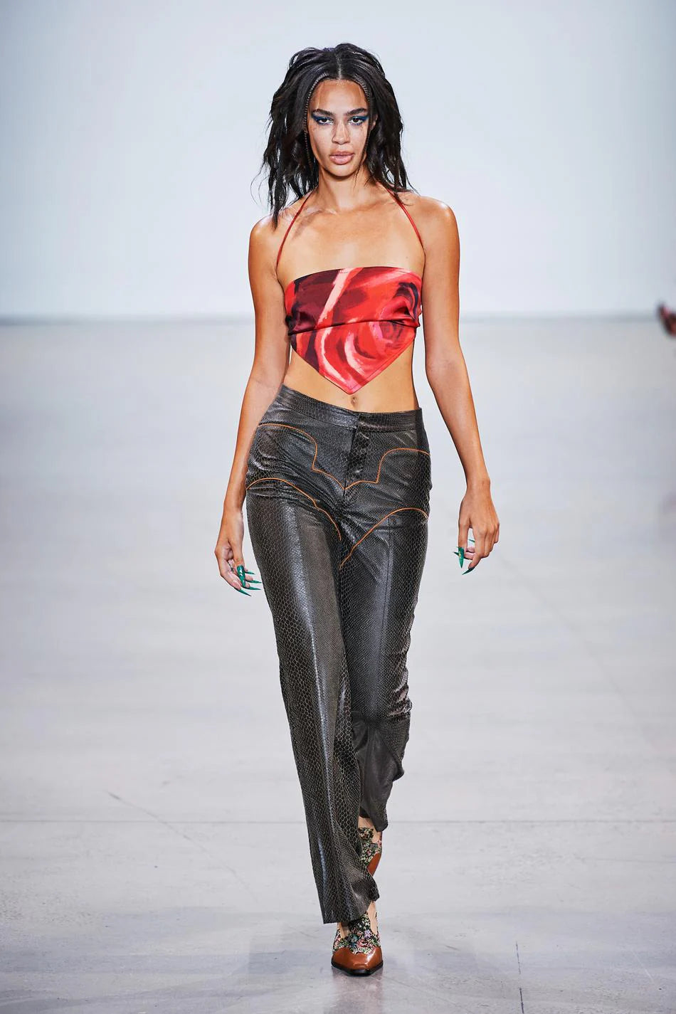 Snakeskin Effect Western Trousers