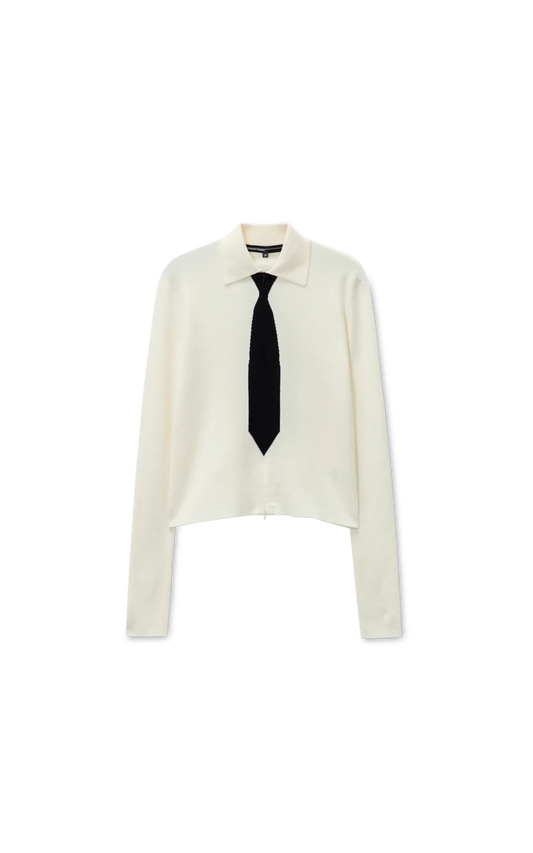 White Knitted Uniform Polo