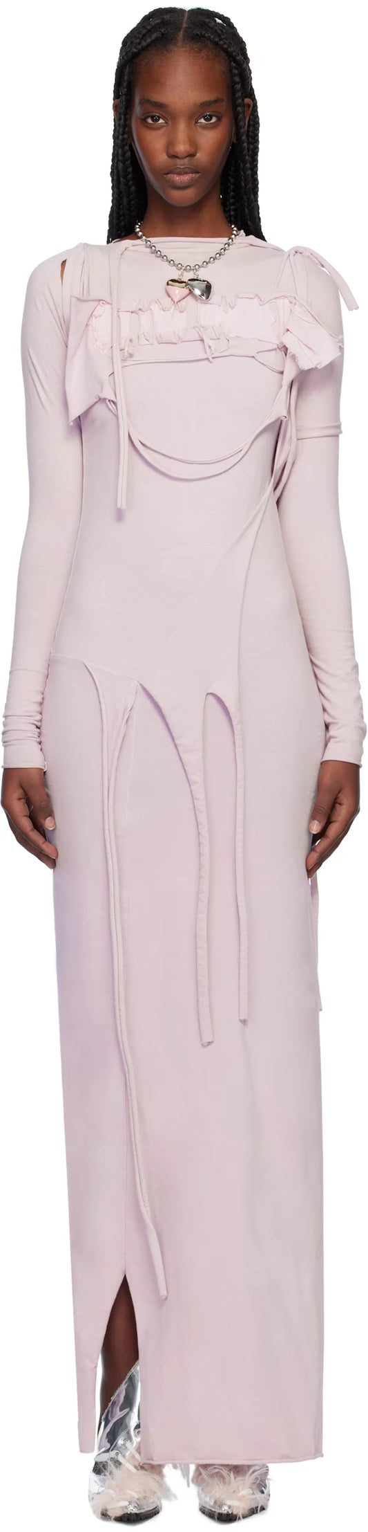 Distressed Longsleeve Maxi Dress