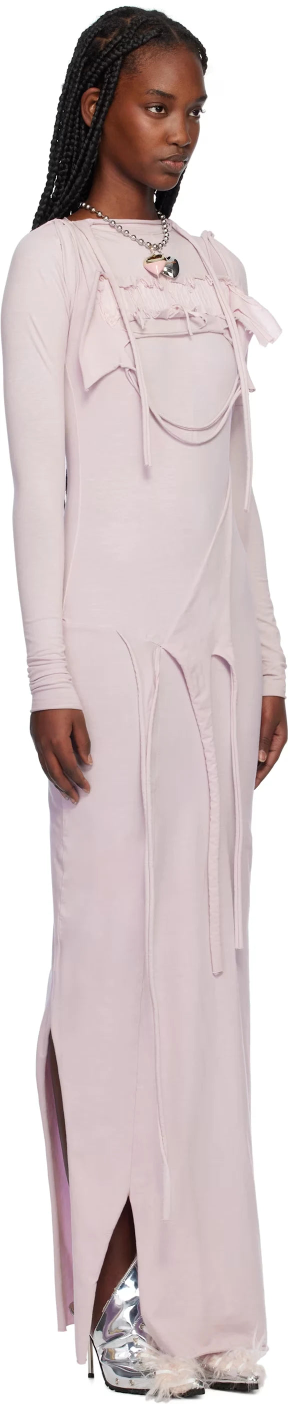 Distressed Longsleeve Maxi Dress