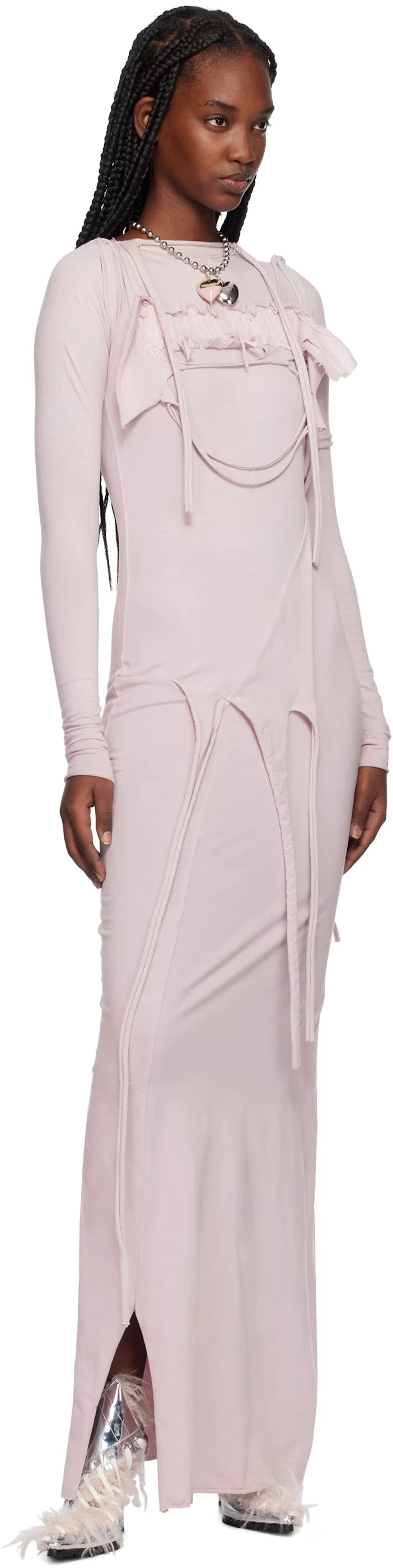 Distressed Longsleeve Maxi Dress